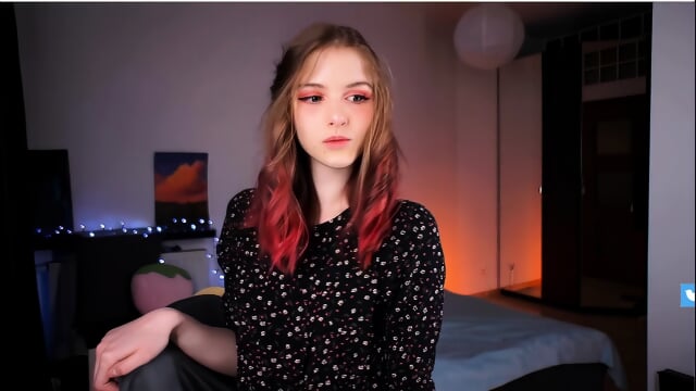 Endearing Amateur Teen Redhead Stripping and masturbating on webcam