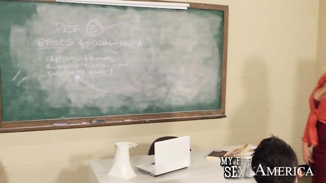 Bridgette B. Fucking In The Desk With Her Big Tits