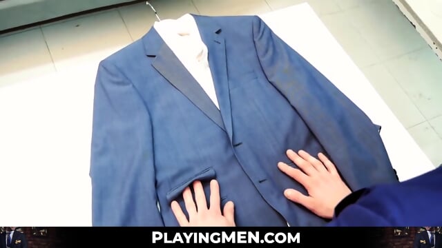 The intern is caught playing with his bosss suit