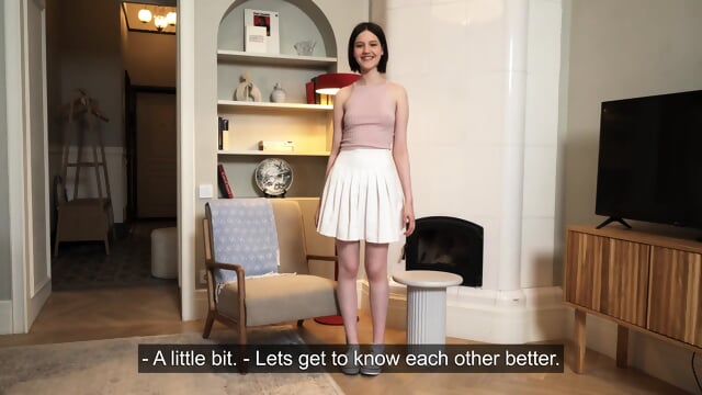 Petite shy teen casting showing virgin pussy