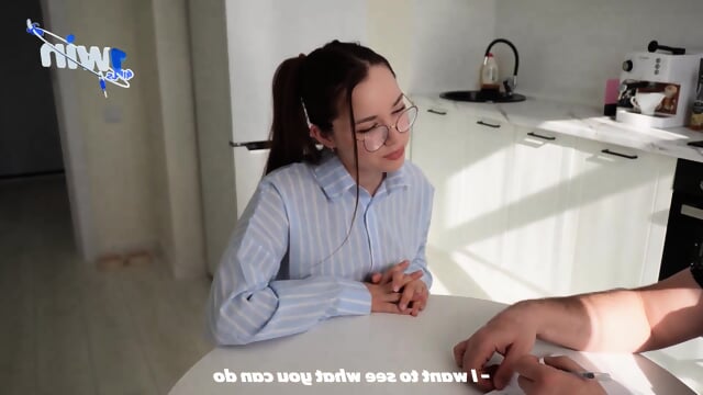 Shy, shy teacher offered to fuck for credit - Valeria Sladkih