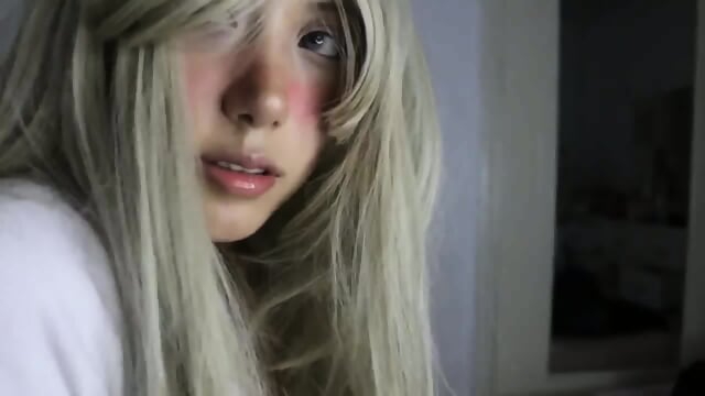 Super cute blonde teen petite natural tits showing