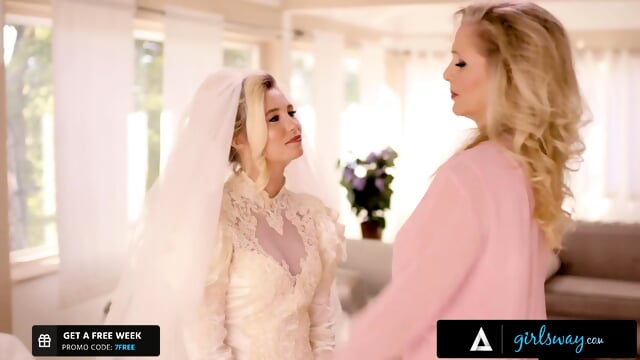 GIRLSWAY   Emotional MILF Julia Ann Fucks Her Bride To Be Stepdaughter Carolina Sweets One Last Time