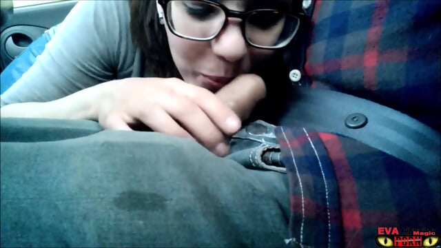 Eva the oral Queen CAR BLOWJOB âfinish cum swallow giving head on road