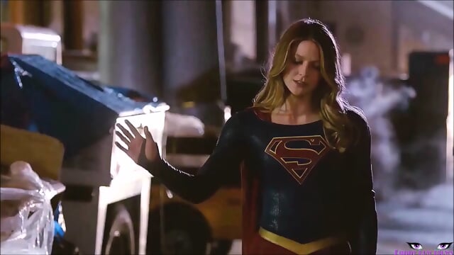 Supergirl BALLBUSTING stomping in the balls, Melissa Benoist NUTSHOT stomp