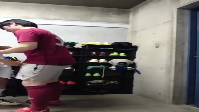 Behind the match, soccer players from Hiroshima City University and Okayama University were competing