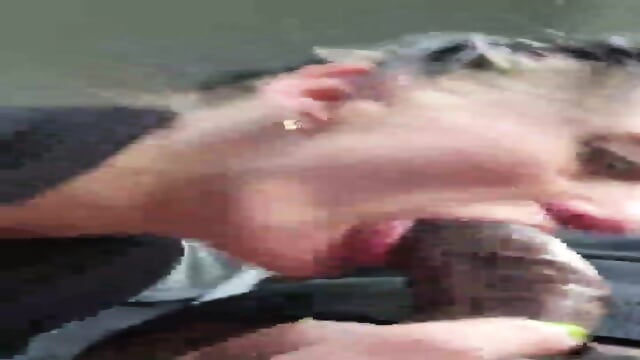 Gumjob for BBC in the front seat