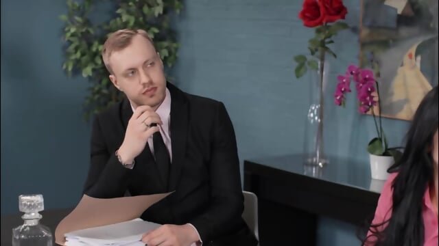 Busty secretary got double penetration in the office