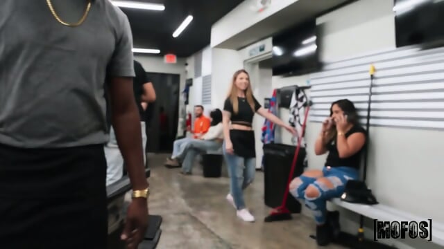 Naughty Barber Shop Employee Having Sneaky Sex