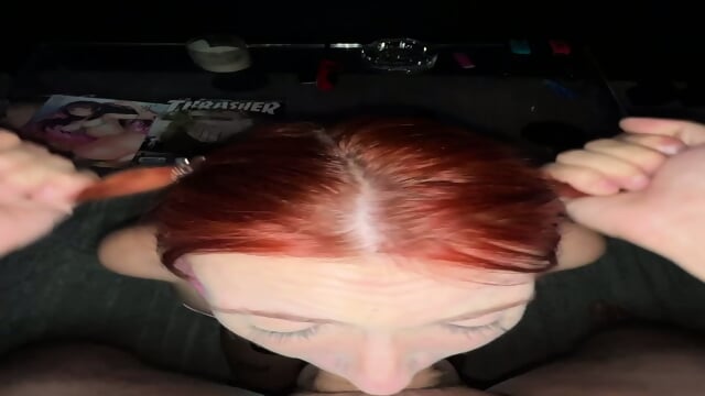 Deepthroat with delicious busty redhead