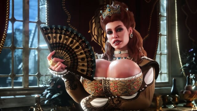 Anal adventures for a noblewoman - Futanari on female where huge cock fucks MILF in ass and cum inside