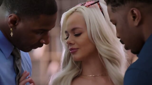 Beautiful blonde MILF loves threesome interracial anal sex