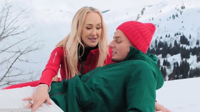 Big Sexy Boobs Mature Blonde And Young Guy Have Sensual Sex In The Mountains