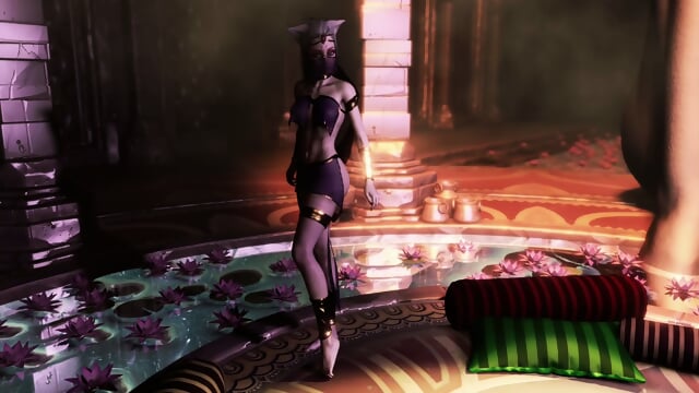 Exotic Ñatgirl concubine belly dances barefoot in egyptian oasis temple