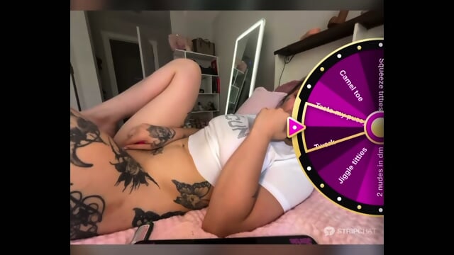Beautiful tatted pussy on the bed