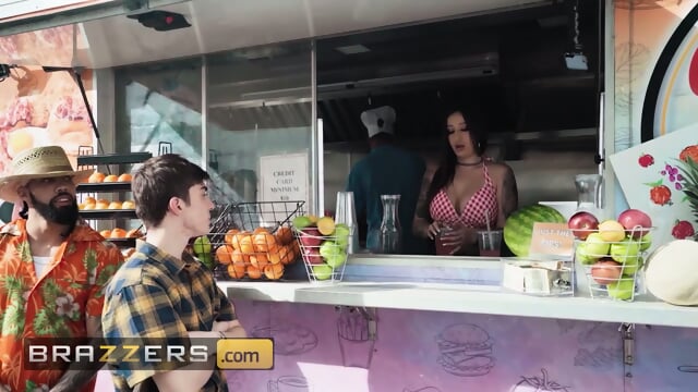 BRAZZERS - Anna Chambers Gets Naughty Behind The Counter And Fucks James Angel In The Food Truck