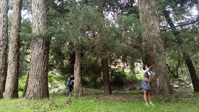 Beautiful College Girl With Big Ass And Busty Tits Fucks With A Perverted Old Man In The Jungle