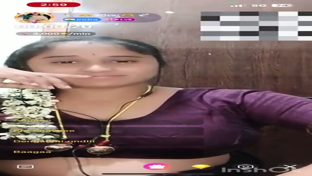 Sexy Tamil Wife in Purple Blouse and Gajra Live Boob Flash
