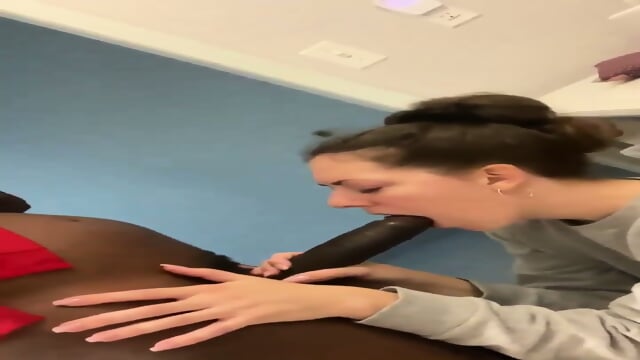 Beautiful woman enjoying sucking her BBC....hair pulled back, hoops are in...she's loving blowing him