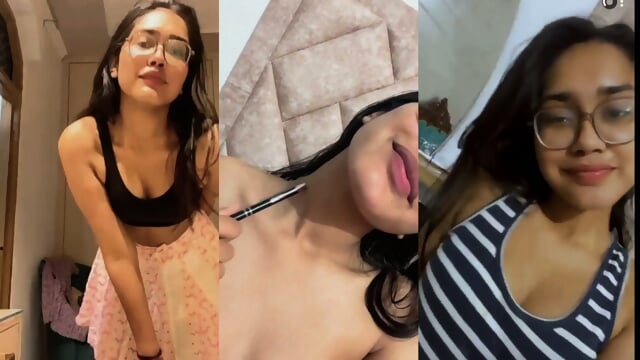 Horny Sexy Indian Glasses Babe Showing Fingering