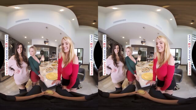 Big Tit MILFs Becky Bandini, Dee Williams, And Rachael Cavalli Give Stud A Wet Christmas Gift