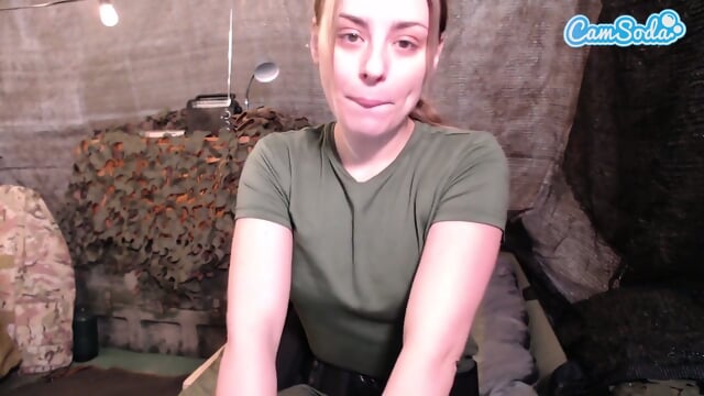 Camsoda - Soldier chick with phat ass giving head in tent