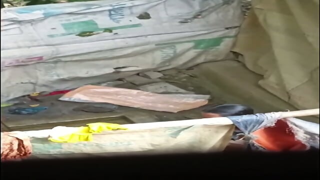 Village Aunty Showers Nude In Public