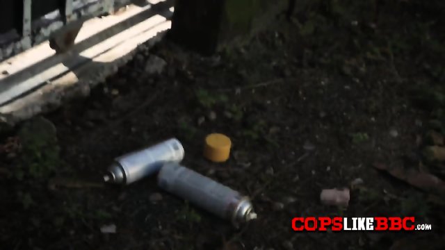 Criminal artist protests with horny cops in a lonely street