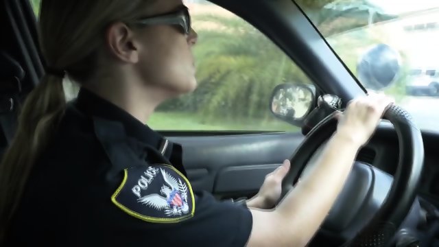 Breasty officers get their juicy booty banged from behind