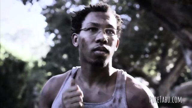 Small teenie admiring a big black cock