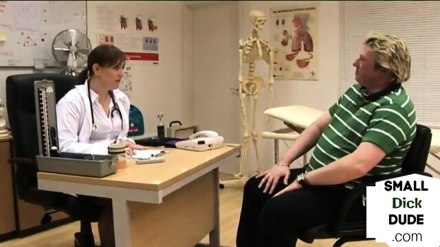 Small dick nurses wank pathetic patient in office group