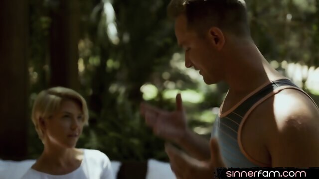 Busty sinful stepmommy MILF fucked outdoor by stepson