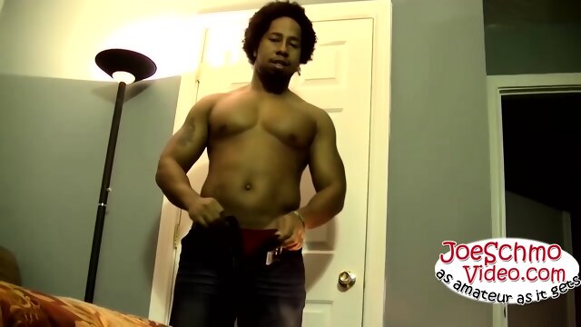 Hunk Rocco shows off his muscles and beats his big cock