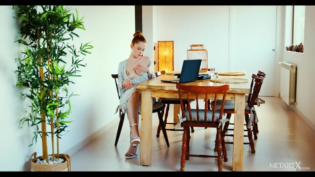 Gorgeous Redhead Takes A Break From Work To Masturbate - Laura Lit Met ArtX